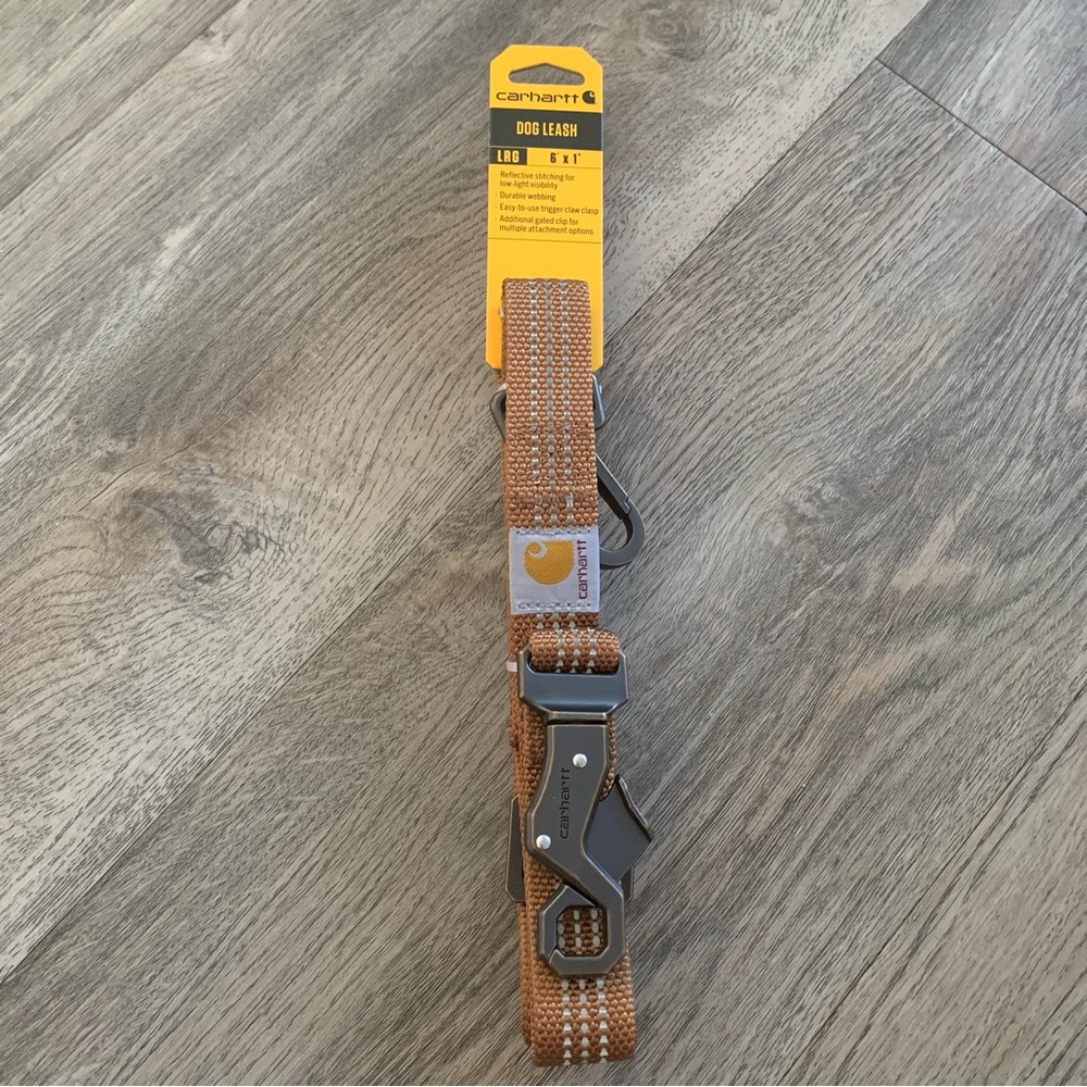 New Carhartt Brown Dog Leash Large 6 Ft Reflective Durable Claw Clasp